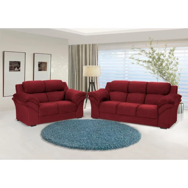 Conjunto Sofá Windsor Velut Vermelho 3 e 2 Lugares 2,04m e 1,59m – King House