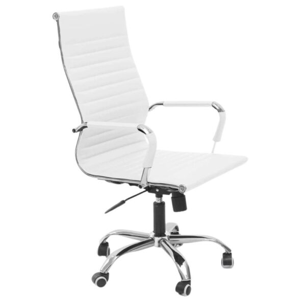 Cadeira de Escritório Esteirinha Base Cromada com Rodinha Fortt Bilbao Branca – CEF01-B