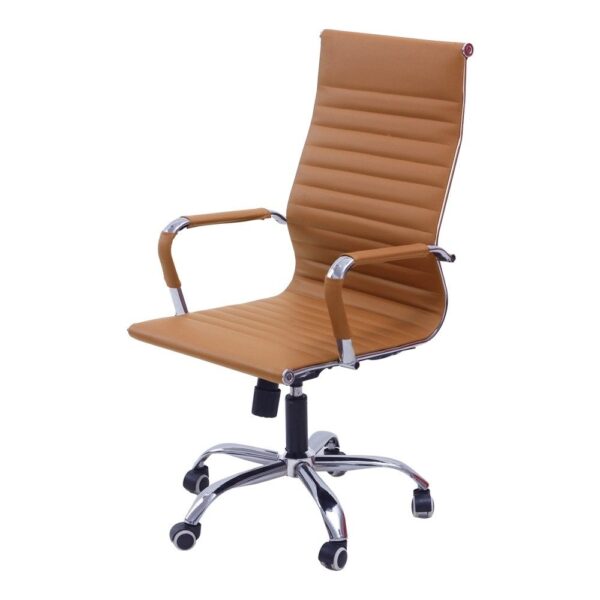 Cadeira de Escritório Esteirinha Base Cromada com Rodinha Fortt Praga Marrom – CEF02-M