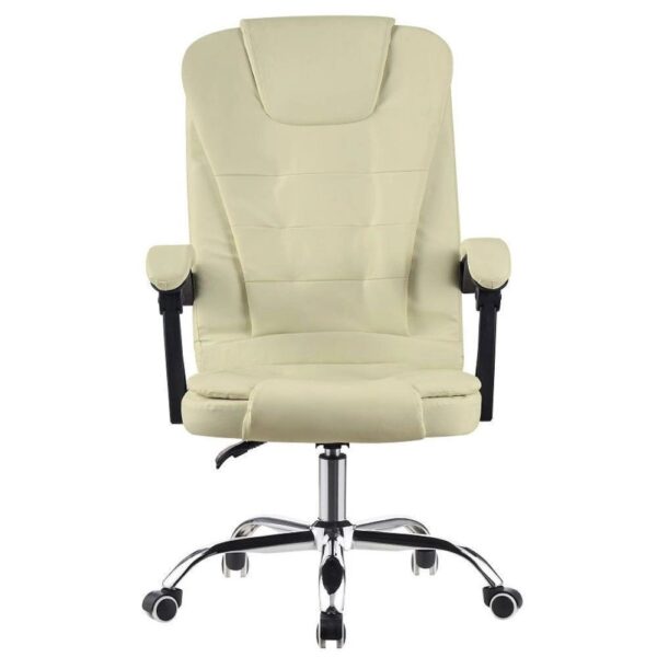 Cadeira de Escritório Presidente Base Cromada com Rodinha Fortt Leeds Branca – CPF06-B