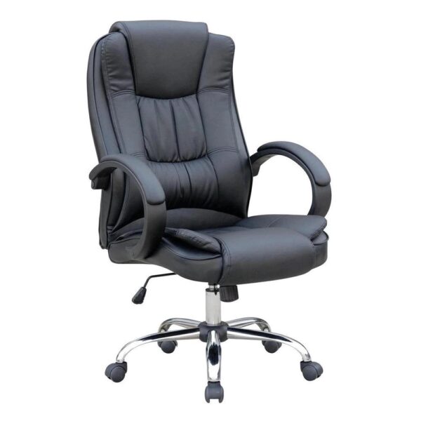 Cadeira de Escritório Presidente Base Cromada com Rodinha Fox Racer Preta – UT-C300