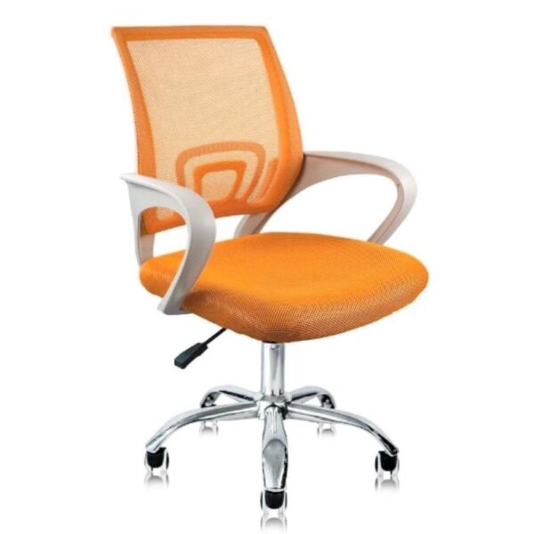 Cadeira de Escritório Secretária Base Cromada com Rodinha Fortt Lisboa Laranja – CSF02-LJ