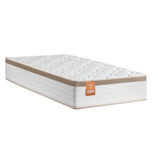 Colchão Solteiro Molas Ensacadas Real 88x188x27cm Branco  Bege – Suporta até 130Kg