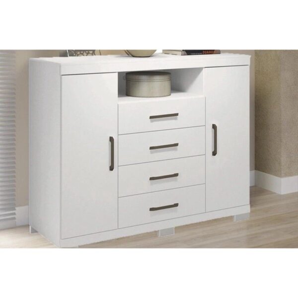 Cômoda de Quarto Master c/ 2 Portas 1 Nicho e 4 Gavetas c/ Pés Branco – Santos Andirá