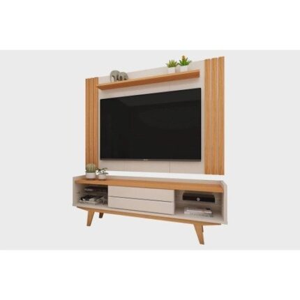 Rack Com Painel Para TV de Até 55 Com 2 Gavetas e 4 Nichos 1,60m Camaru com Perola – Diamant – Sweet – Robel Moveis