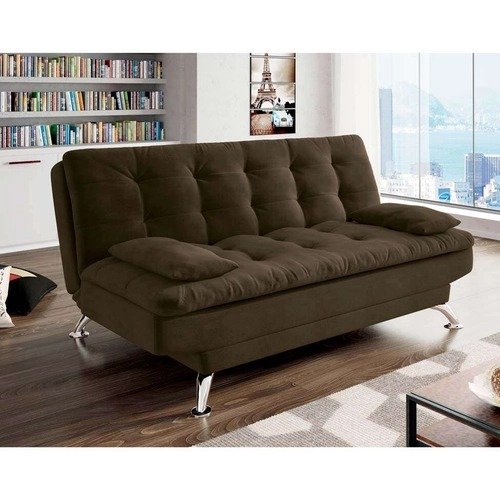 Sofá-Cama 3 Lugares Casal Premium ii Suede Café