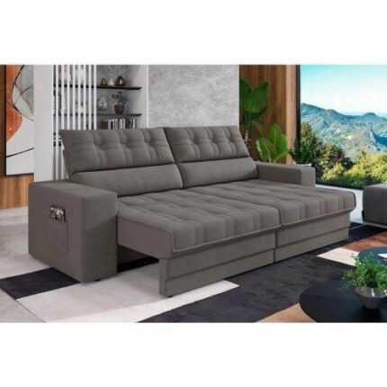 Sofá Oscar Plus 2,00m RetrátilReclinável Suede Cinza – Xflex